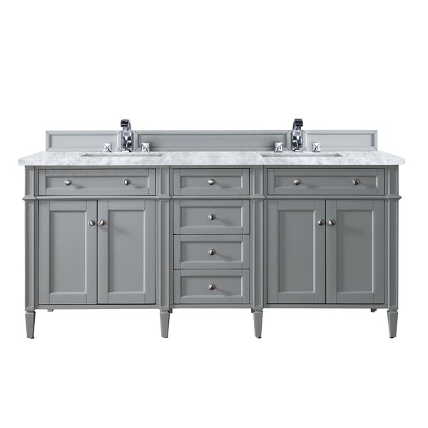 James Martin Vanities Brittany 72in Double Vanity, Urban Gray w/ 3 CM Carrara Marble Top 650-V72-UGR-3CAR - main